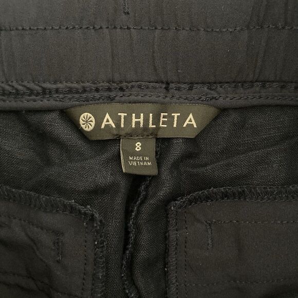 Athleta Womens Navy Blue Cabo Linen Jogger Pants Size 8 Pull On Casual Leisure - Picture 10 of 11